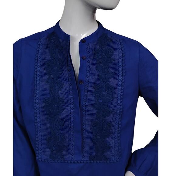 Roller Rabbit Maxi Kaftan Dress Size Small Blue Long Sleeve Pullover Embroidered - Picture 4 of 9